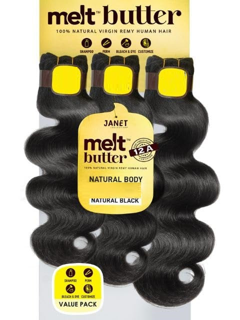 Janet Melt Butter Natural Human Hair – 3 Bundles