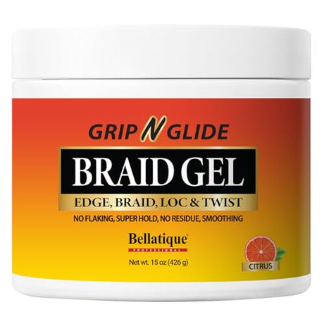 GRIP N GLIDE Braiding Gel Maximum Hold for Locs & Twists No Flaking, Fast-Drying, High Shine
