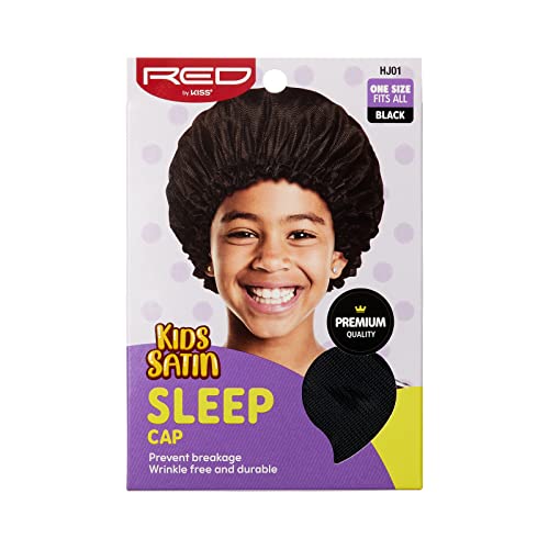 Red by Kiss Kids Satin Bonnet Set Durable & Wrinkle-Free -Black 3PCS