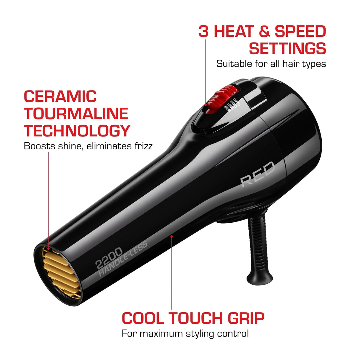 RED BY KISS 2200 CERAMIC TOURMALINE HANDLE-LESS