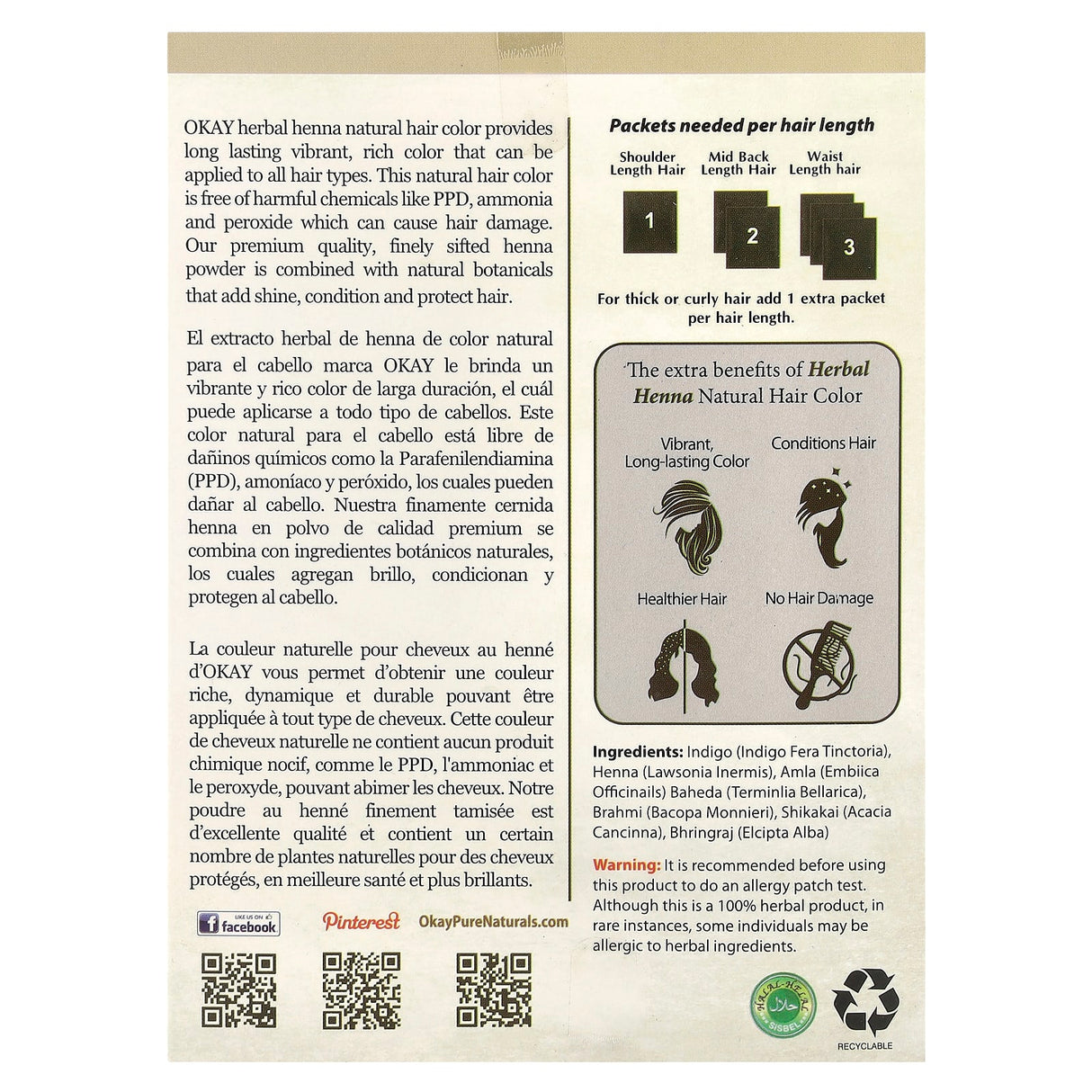 Okay Herbal Henna Hair Color Dark Brown - 2oz