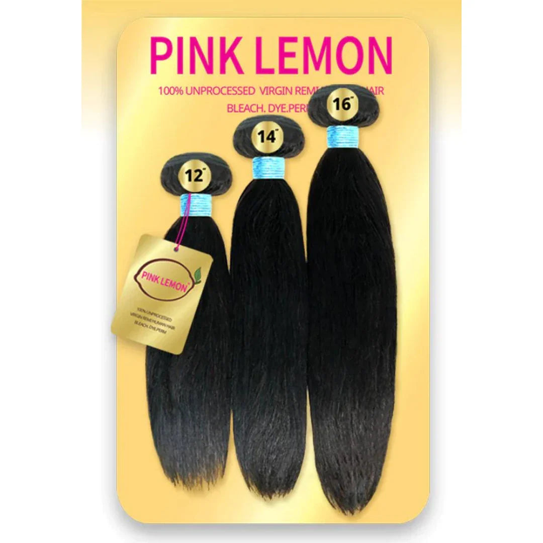 Pink Lemon Unprocessed Virgin Remi Straight Hair - 3 Pack