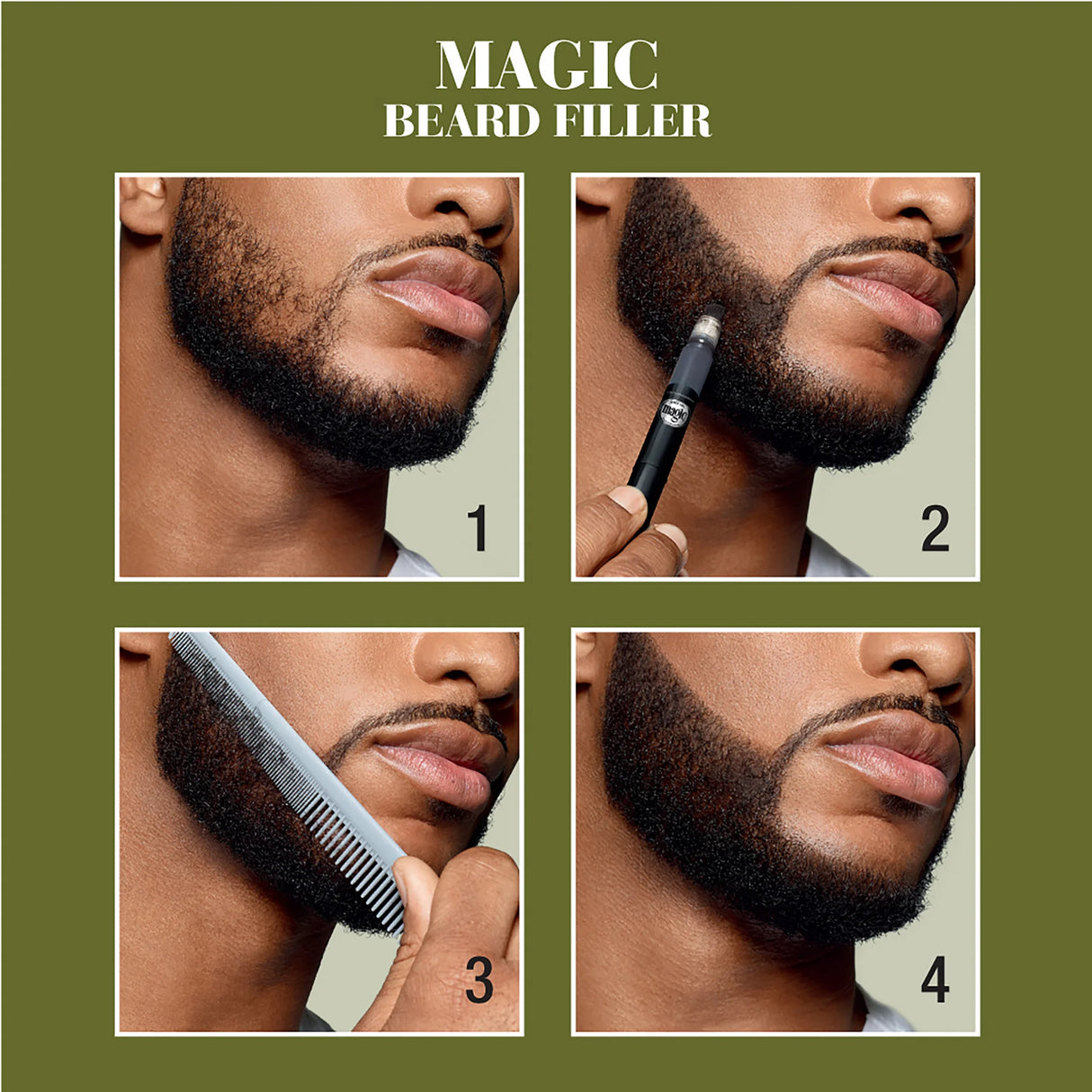 Marilyn Miglin Natural Black Magic Beard Filler & Hair Color Touch-Up Stick – Quick Drying 0.5 oz