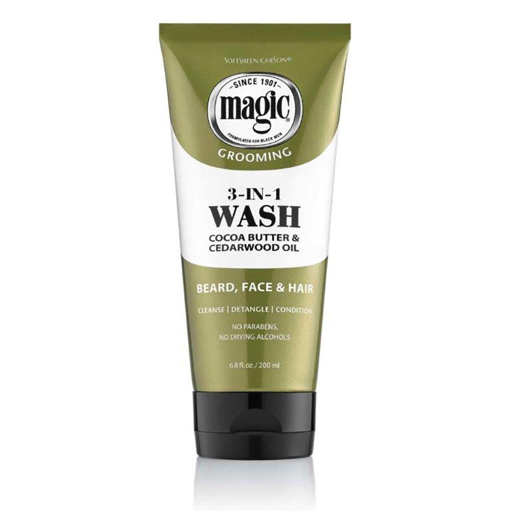 SoftSheen Carson Magic Beard Wash 3 In 1 Cleanses and Conditions for Face, Beard and Hair 6.8 oz