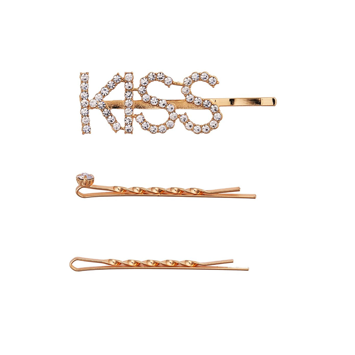 RED BY KISS Rhinestone Letter Bob Pins