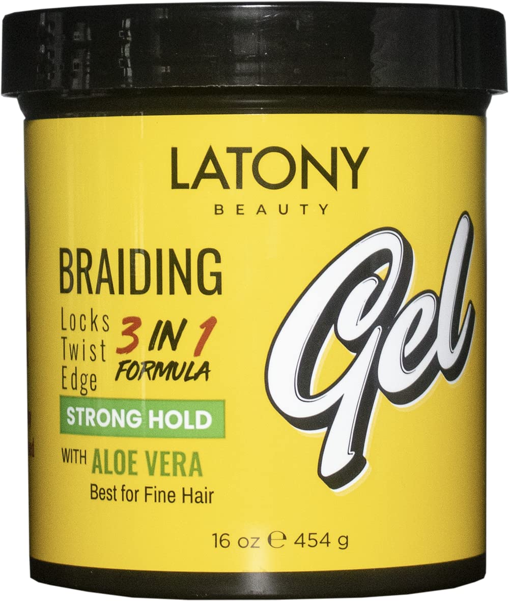 Latony Beauty Braiding Gel 3-in-1 Formula for Twists, Edges & Locs 16 oz
