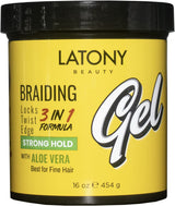 Latony Beauty Braiding Gel 3-in-1 Formula for Twists, Edges & Locs 16 oz
