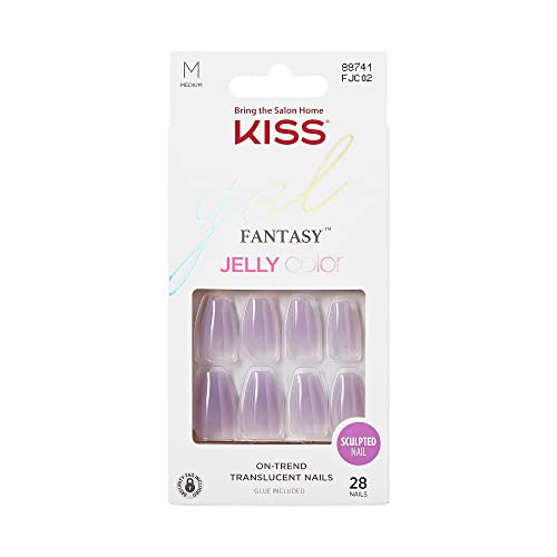 KISS Gel Fantasy Jelly Color Sculpted Fake Nails, Quince Jelly,