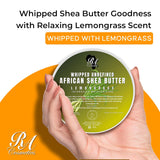 RA Cosmetics Whipped Shea Butter Lemongrass 100% Pure and Natural African Shea Butter  6 oz