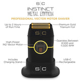 StyleCraft Black Instinct Cordless Double Foil Shaver – Torque Control, USB-C Rechargeable(SC807B)