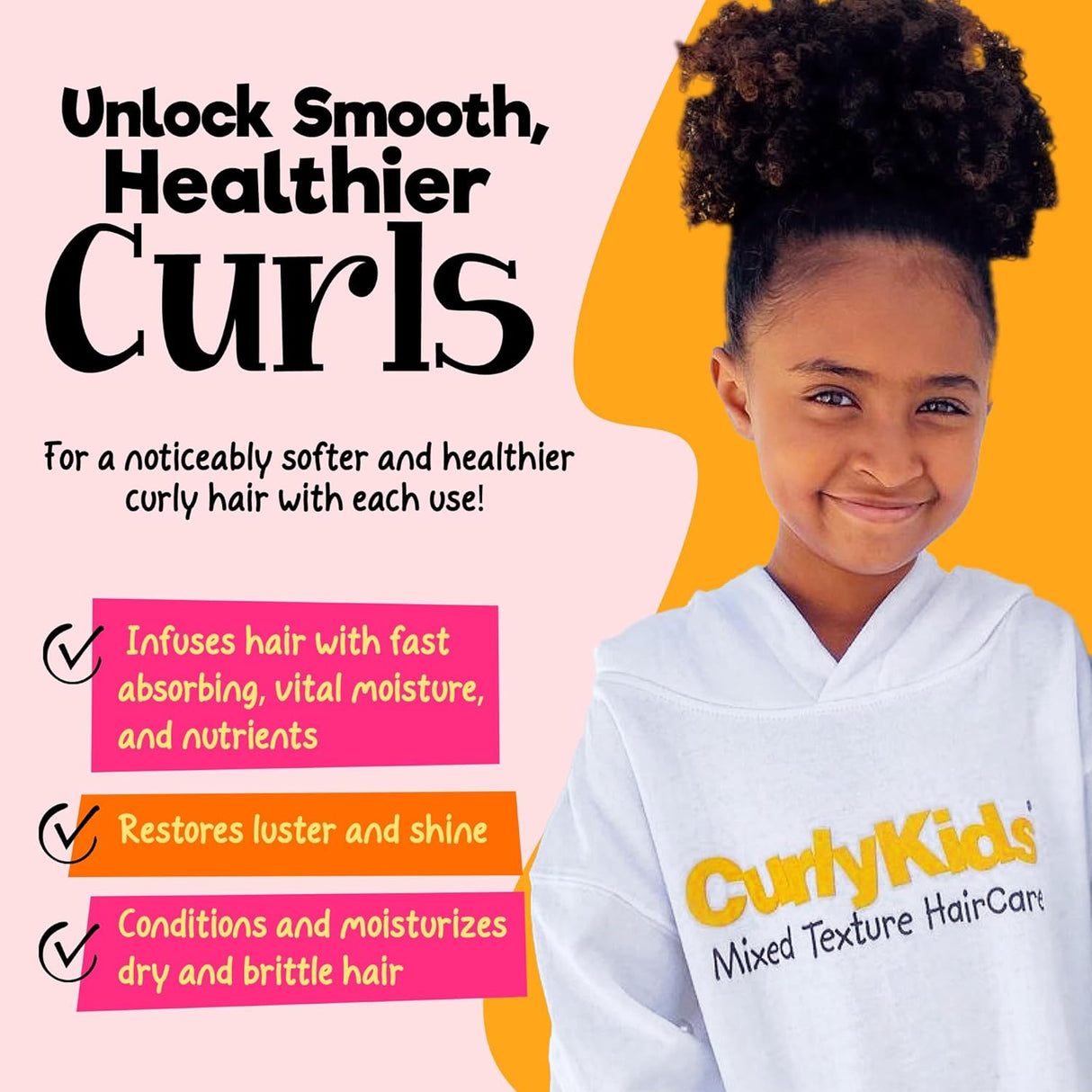 CurlyKids Hair Detangler Conditioner for Kids Kinky, Wavy & Curly Hair 8 oz