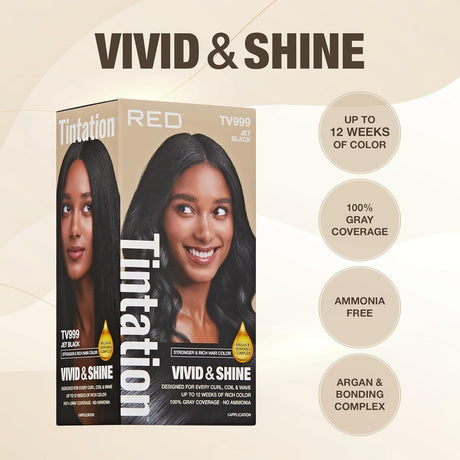 Red by Kiss Tintation Vivid & Shine Permanent Hair Dye – High Lift Formula 100% Gray Coverage
