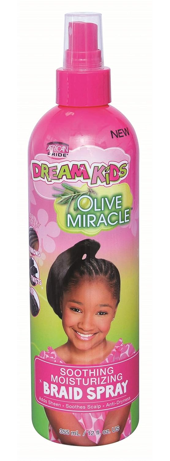 African Pride Dream Kids Braid Spray Olive Miracle Soothing Moisturizing 12 oz