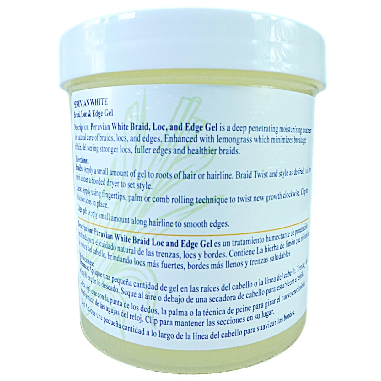 Peruvian White Braid, Loc and Edge Gel Extra Hold for Relaxed & Natural Hair 16 oz