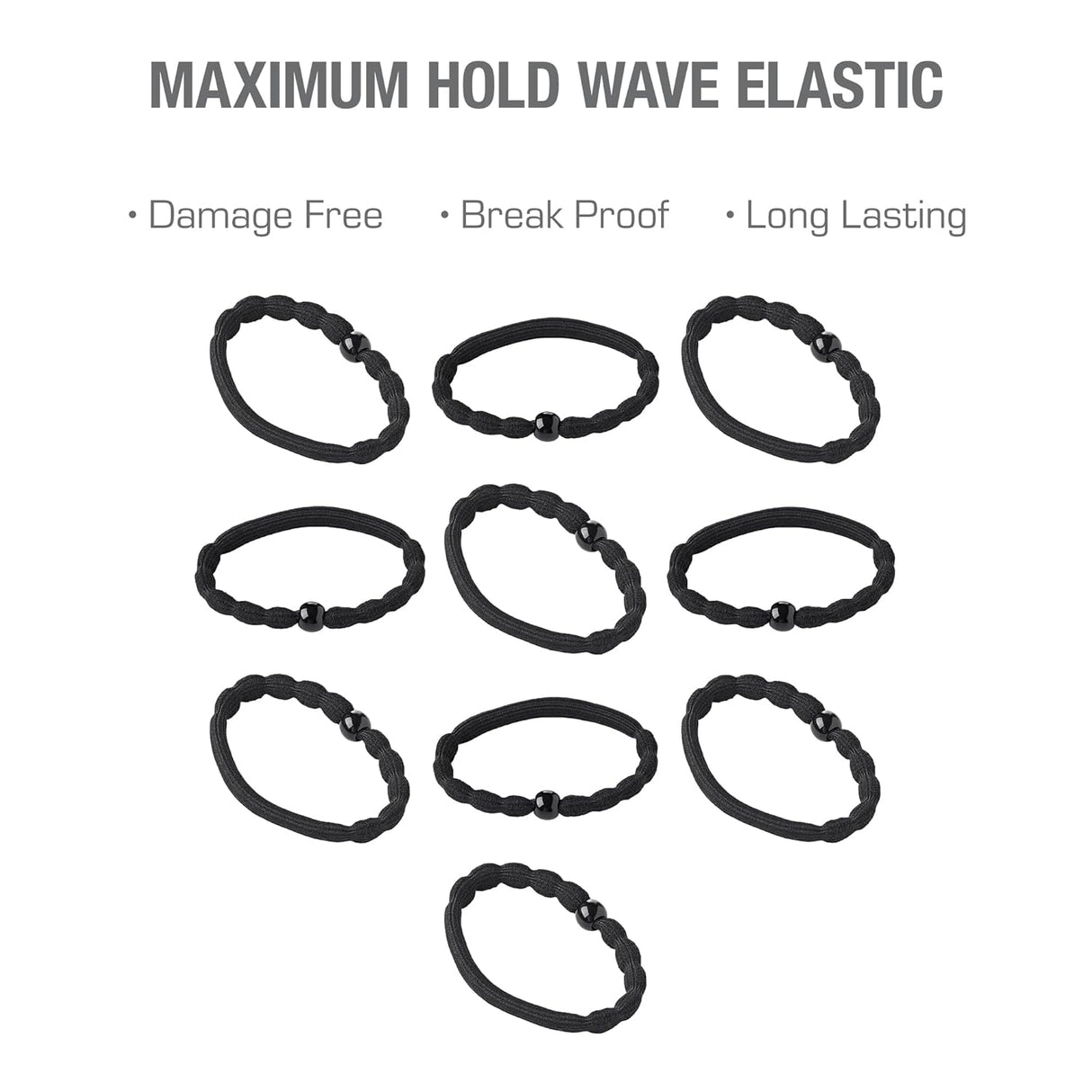 RED BY KISS Cotton Elastic Hair Band Black Hair Tie - 10 Pack