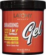 Latony Beauty Braiding Gel 3-in-1 Formula for Twists, Edges & Locs 16 oz
