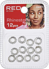 RED BY KISS Rhinestone Hair Beads 12 Pack