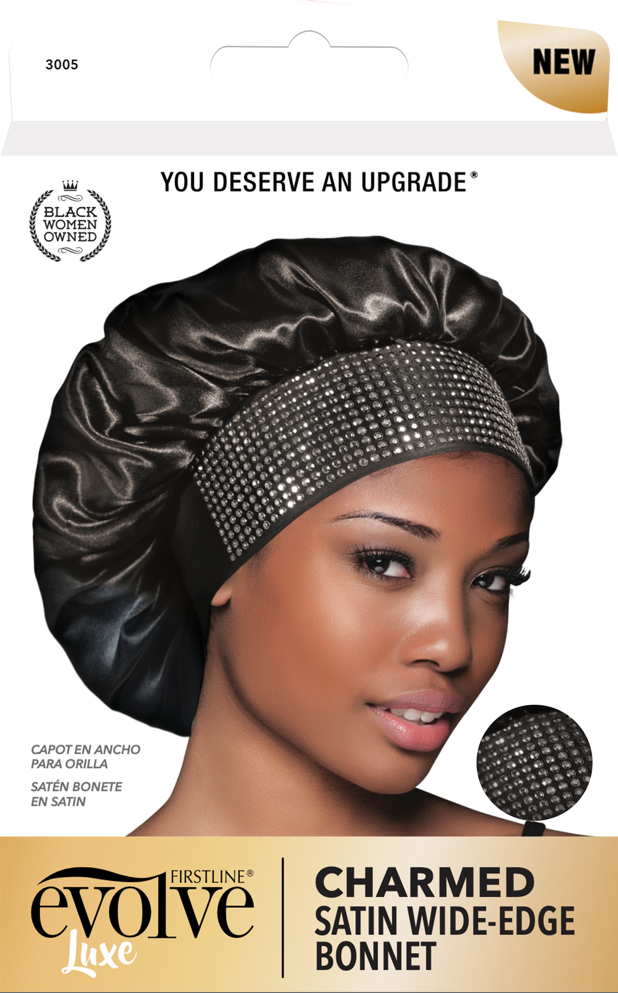 EVOLVE CHARMED SATIN WIDE-EDGE BONNET SILVER