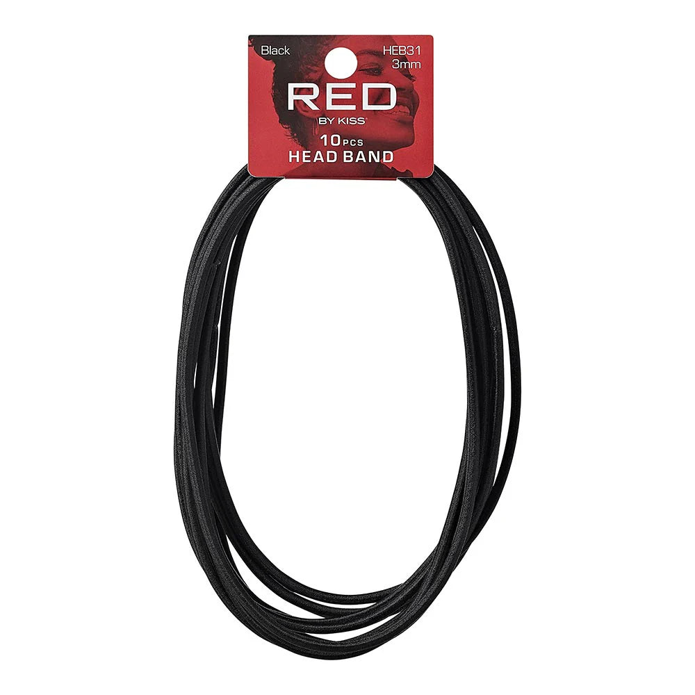 RED BY KISS 3mm Elastic Sport Headband 10 Pack