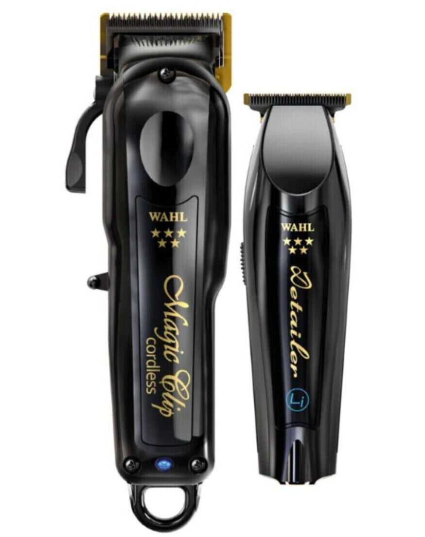 WAHL 5 Star Series Cordless Barber Combo Black Magic Clip and Detailer Trimmer - Full Size
