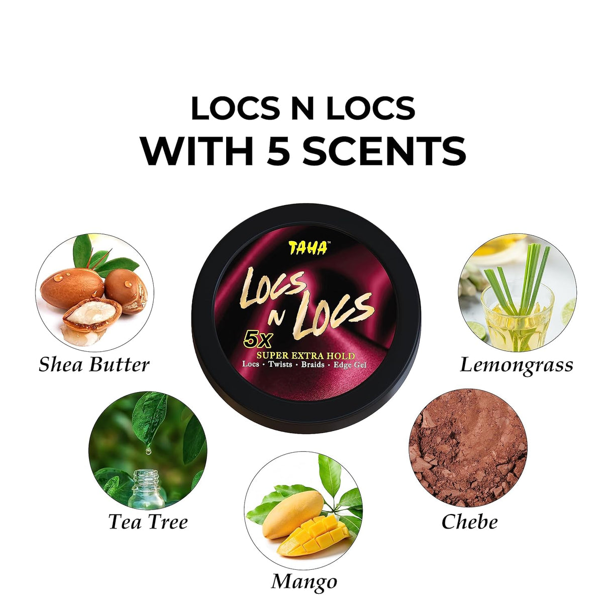 Taha & Locs Gel 5X Super Extra Hold, Natural & Non-Damaging for Locs, Braids, Twists 16 Oz