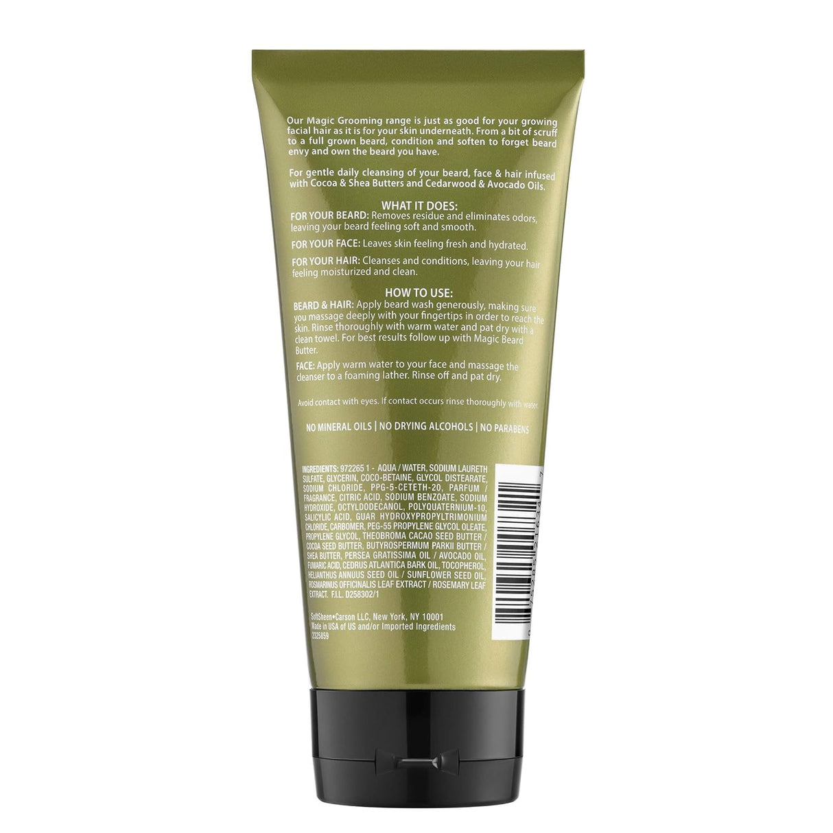 SoftSheen Carson Magic Beard Wash 3 In 1 Cleanses and Conditions for Face, Beard and Hair 6.8 oz