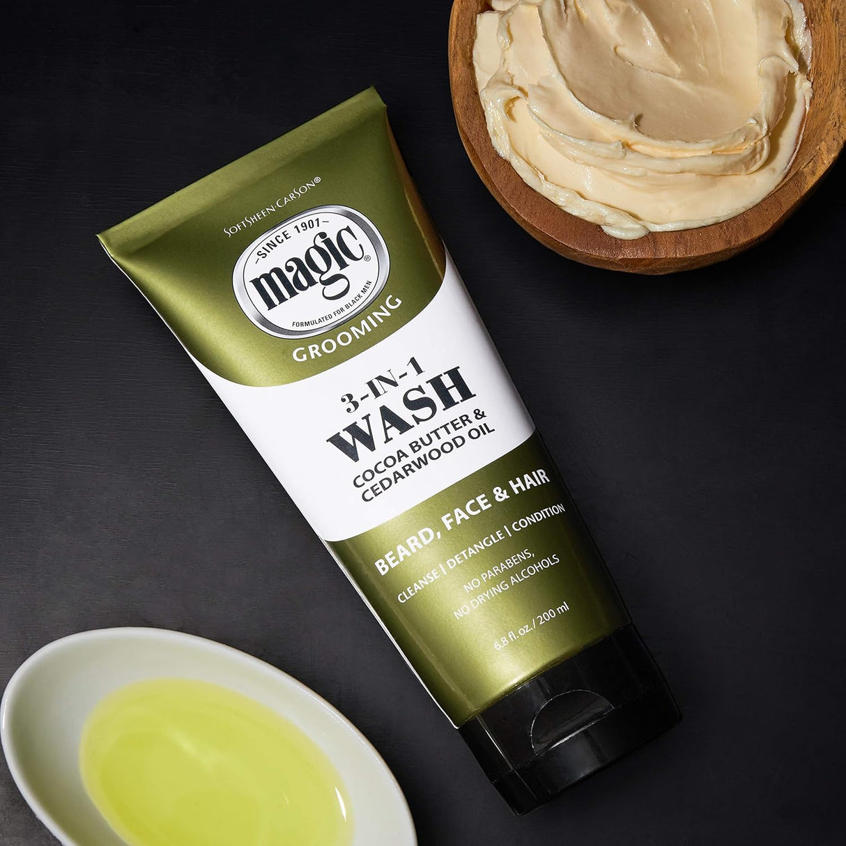 SoftSheen Carson Magic Beard Wash 3 In 1 Cleanses and Conditions for Face, Beard and Hair 6.8 oz