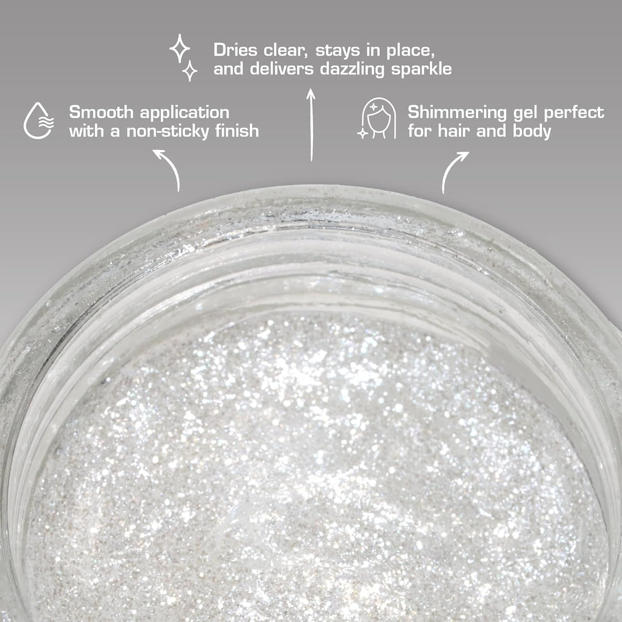Tintation Glitter Body and Hair Gel – Long Lasting Sparkle, Quick Drying, Waterproof for Events, Parties, Festival Rave, Prom, & Cheerleaders