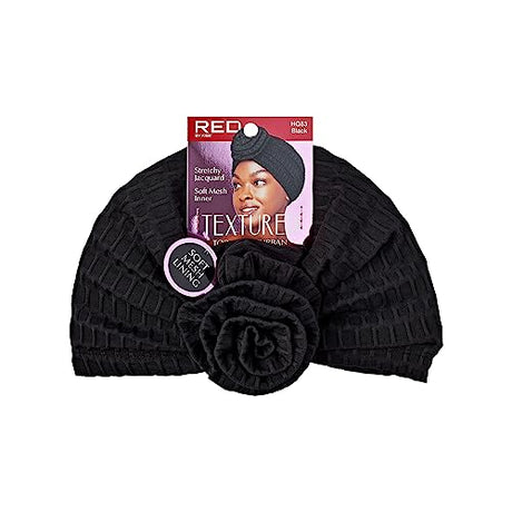 Red Texture Top Knot Turban