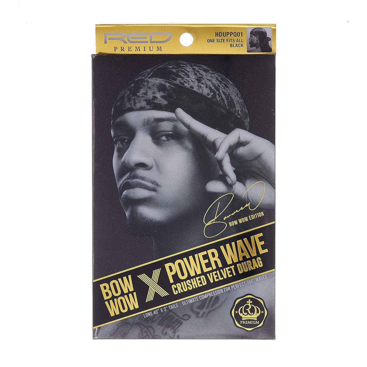 KISS RED Black Premium Bow Wow X Power Wave Crushed Velvet Durag