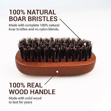 WavEnforcer Pocket Size Boar Bristled Military Brush