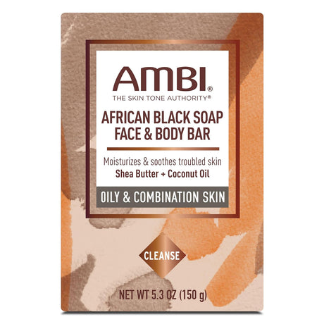 AMBI Black Soap Cleansing Bar 5.3oz, Deep Pore Detox & Nourishing Care-1