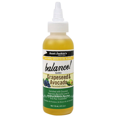 Aunt Jackie's Natural Growth Oil Grapeseed & Avocado Balance 4 oz