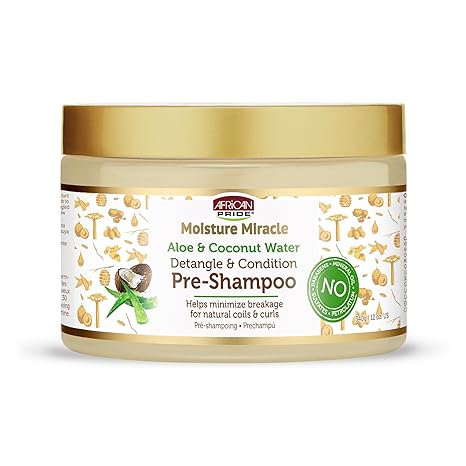 African Pride Detangle Pre-Shampoo 12oz, African Pride aloe vera coconut pre shampoo, detangling pre shampoo treatment, aloe vera coconut hair care, African Pride detangle hair treatment, pre shampoo for easy detangling, moisturizing pre shampoo for natural hair