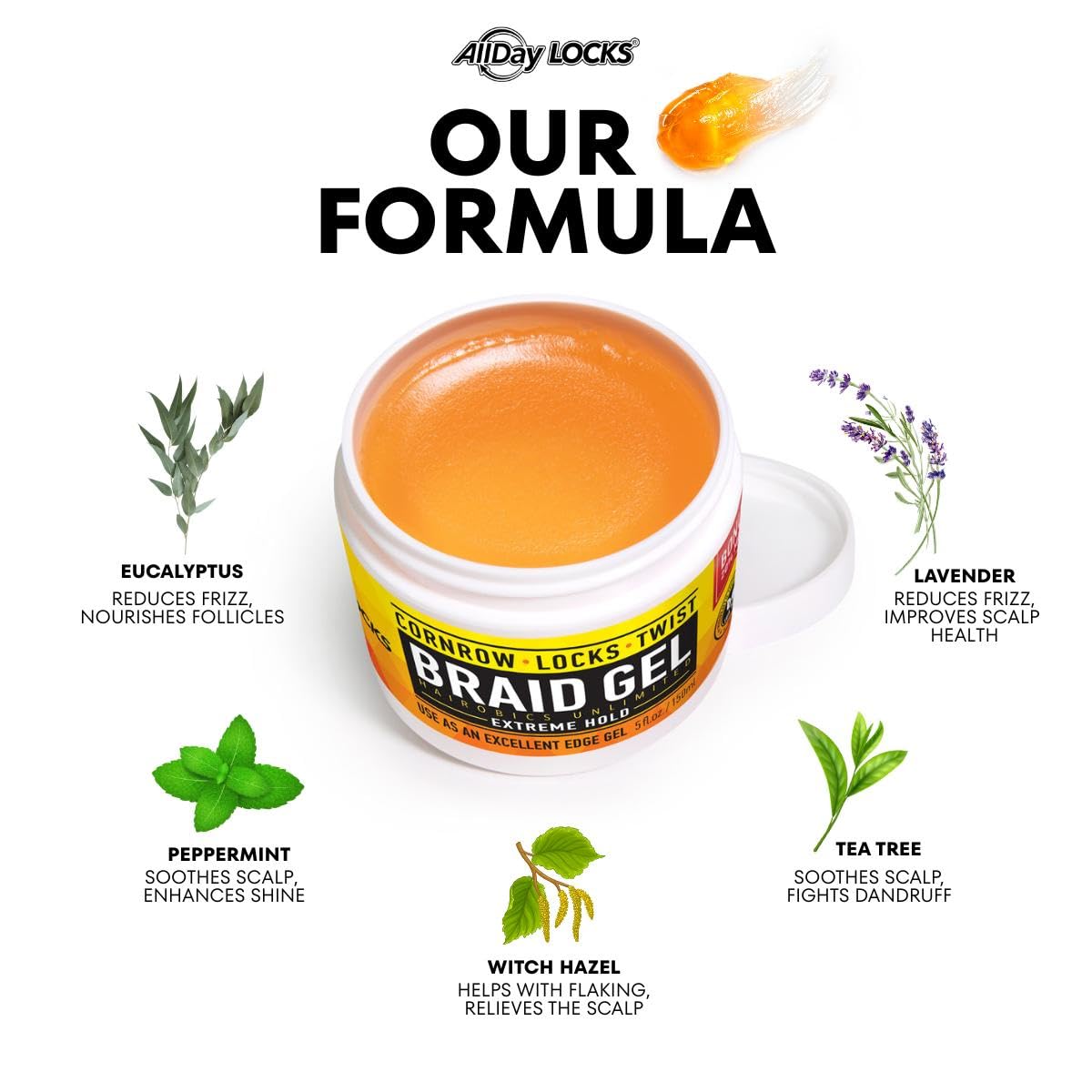 AllDay Locks Braid Gel Cornrow & Twist 15oz + Free Styling Foam