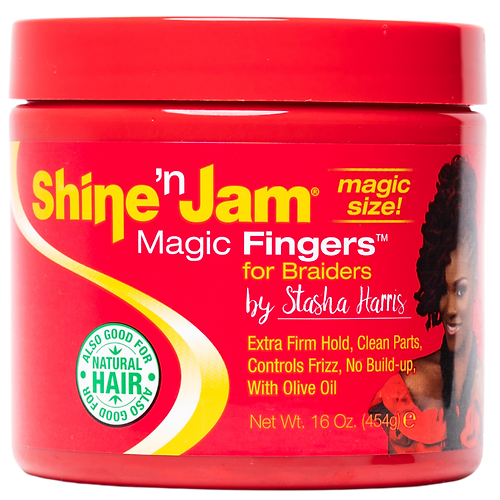 Ampro Shine-N-Jam Magic Fingers For Braiders 16Oz Extra Hold & Conditioning Styling Gel