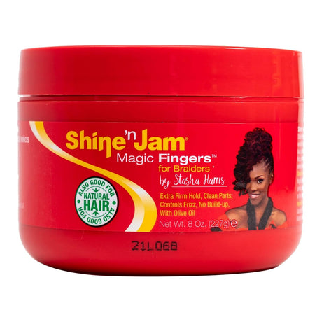 Ampro Shine-N-Jam Magic Fingers For Braiders 8Oz Extra Hold & Conditioning Styling Gel
