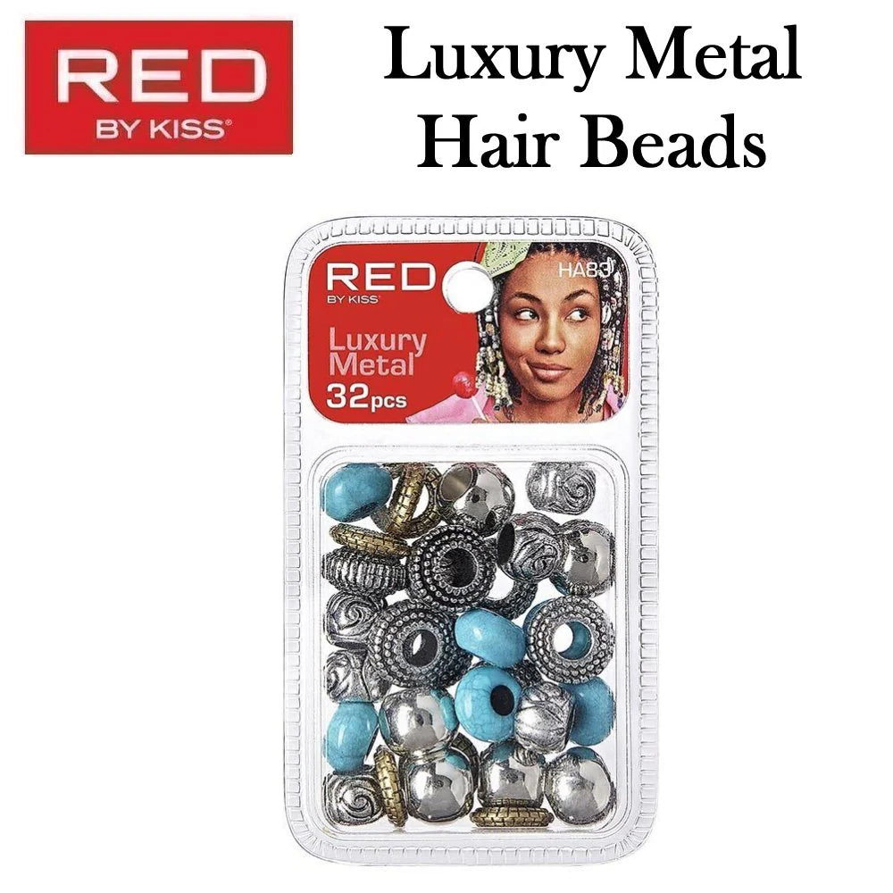 RED BY KISS Luxury Metal Hair Beads 32 Pack
