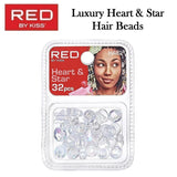 RED BY KISS Luxury Heart & Star Hair Beads 32 Pack