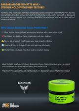 BARBARIAN GREEN MATTE WAX -  STRONG HOLD WITH FIBER TEXTURE