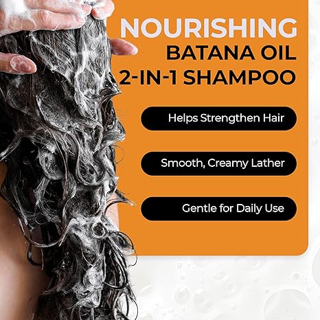 Batana Oil 2-in-1 Shampoo & Conditioner 8oz, Batana strengthening shampoo conditioner, 2-in-1 hair care, Batana oil hair treatment, moisturizing shampoo and conditioner, strengthening hair shampoo, hydrating 2-in-1 shampoo, Batana 8oz hair care, hair repair shampoo conditioner, detangling 2-in-1 hair treatment, nourishing hair care Batana, softening shampoo and conditioner, Batana oil for damaged hair, daily use 2-in-1 shampoo, frizz control hair care, Batana moisturizing 2-in-1