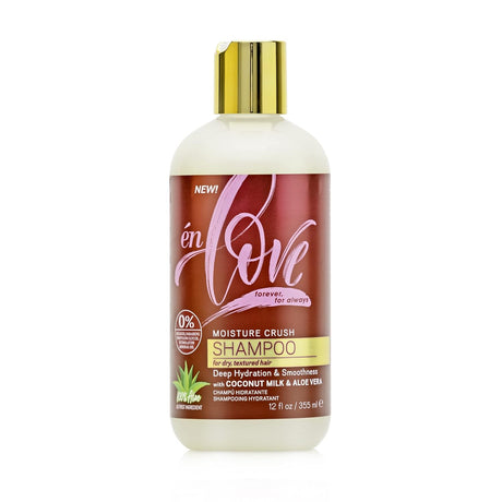 En Love Moisture Crush Coconut Milk & Aloe Vera Shampoo 12oz, En Love moisturizing shampoo, coconut milk hair shampoo, aloe vera hair shampoo, hydrating shampoo for dry hair, nourishing shampoo for natural hair, En Love 12oz hair care, softening hair shampoo, moisturizing shampoo for curls, gentle cleansing shampoo, daily use hair shampoo, frizz control shampoo, strengthening hair shampoo, hair repair shampoo, smooth shiny hair shampoo, En Love hydrating hair treatment