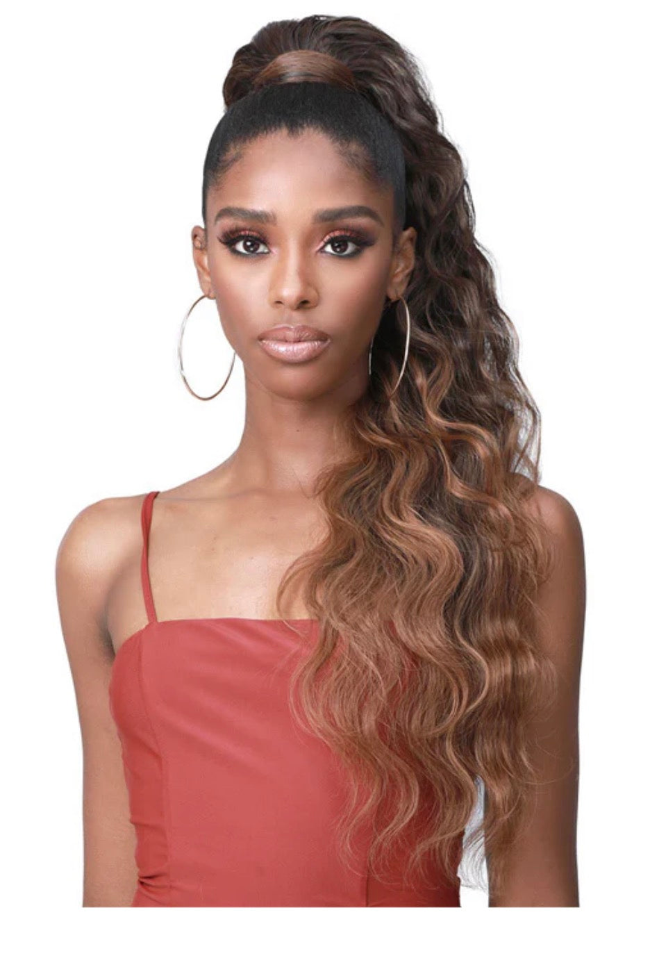Bobbi Boss Body Wave Human Hair Blend Tress Up Ponytail  - 28"