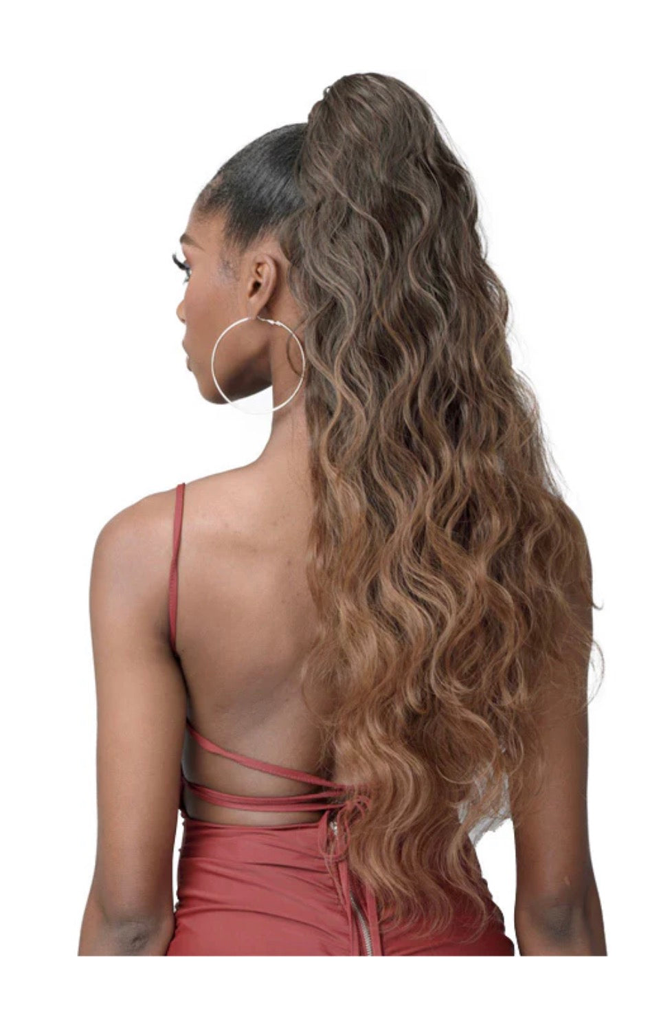 Bobbi Boss Body Wave Human Hair Blend Tress Up Ponytail  - 28"