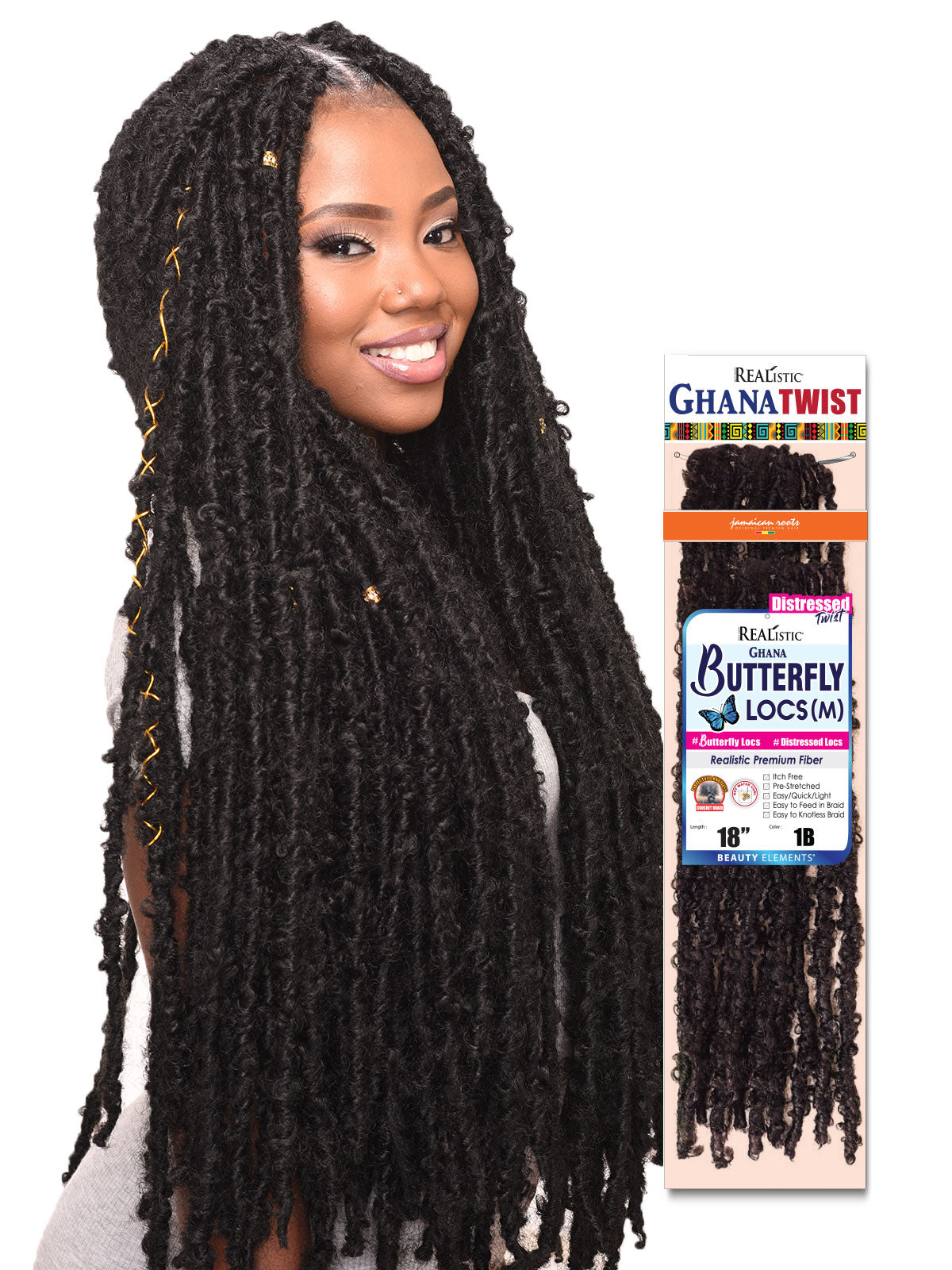 Ghana Butterfly Locs – 18 Inch Soft, Lightweight, Pre-Looped Crochet Hair
