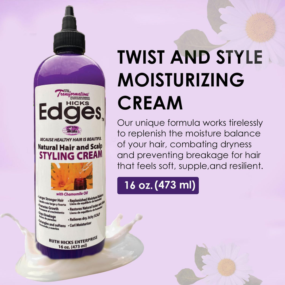 Hick Edges Styling Cream 16oz Extra Hold, Smoothing, Nourishing Formula-2