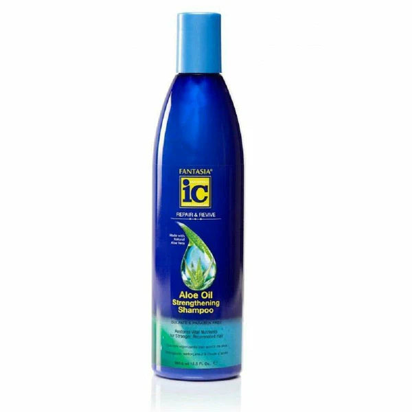 IC Aloe Oil Strengthening Shampoo 12.5oz, Fantasia aloe oil shampoo, aloe oil hair shampoo, strengthening shampoo for damaged hair, moisturizing shampoo for dry hair, hair repair shampoo, aloe oil hair care, IC 12.5oz shampoo, nourishing hair cleanser, shampoo for brittle hair, softening hair shampoo, gentle cleansing shampoo, daily use strengthening shampoo, shiny healthy hair shampoo, tangle-free hair shampoo, revitalizing hair shampoo