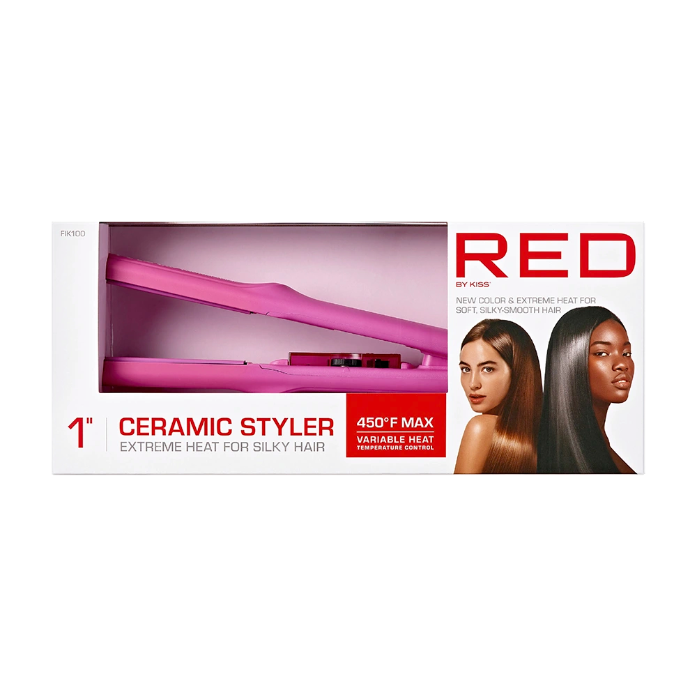 RED BY KISS Ceramic Styler Flat Iron 450°F High Heat & Smooth Glide
