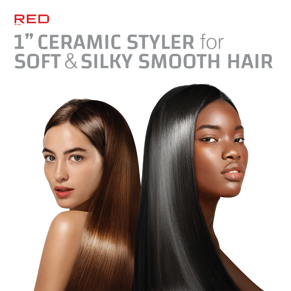 RED BY KISS Ceramic Styler Flat Iron 450°F High Heat & Smooth Glide