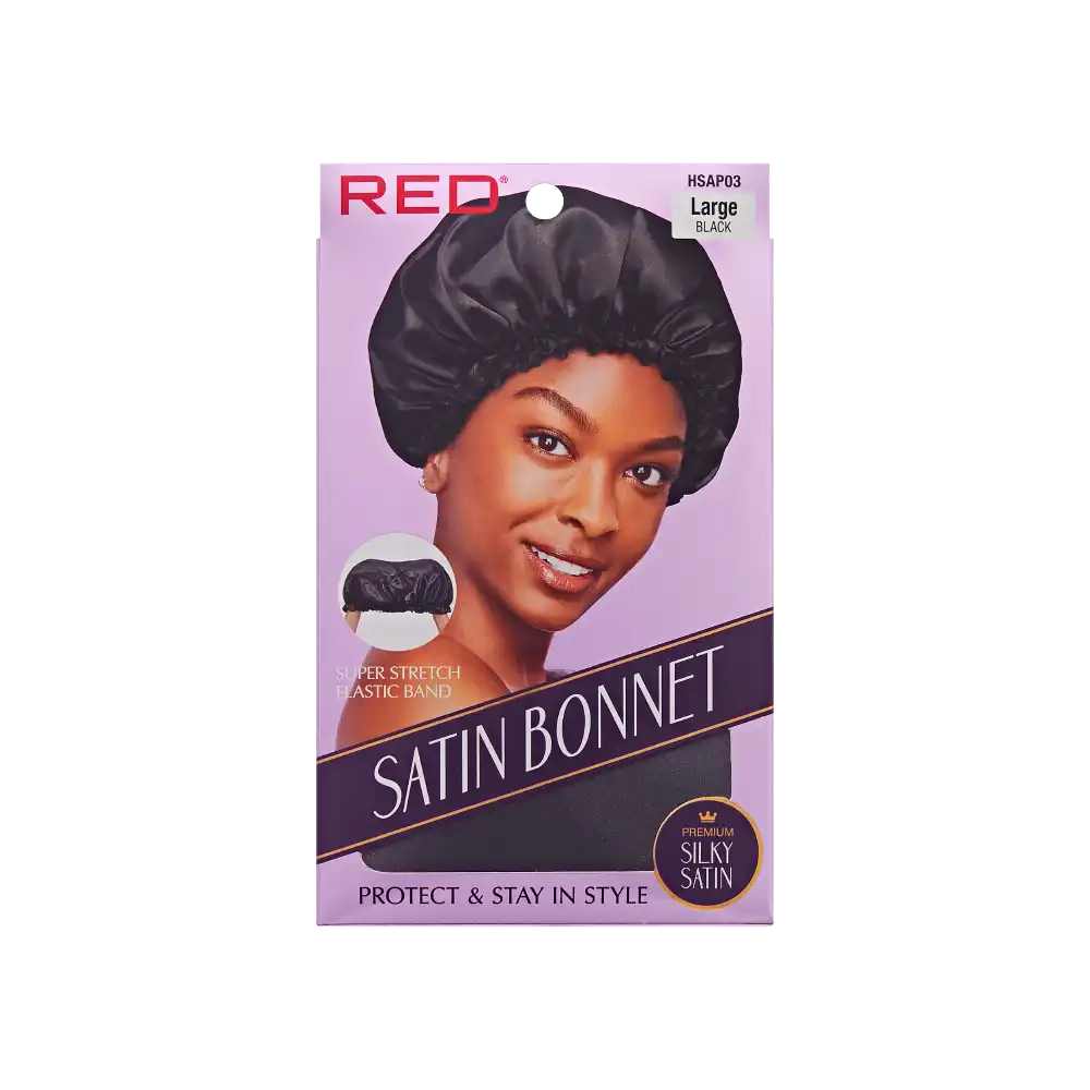 RED BY KISS Satin Bonnet Black Large (HSAP03)